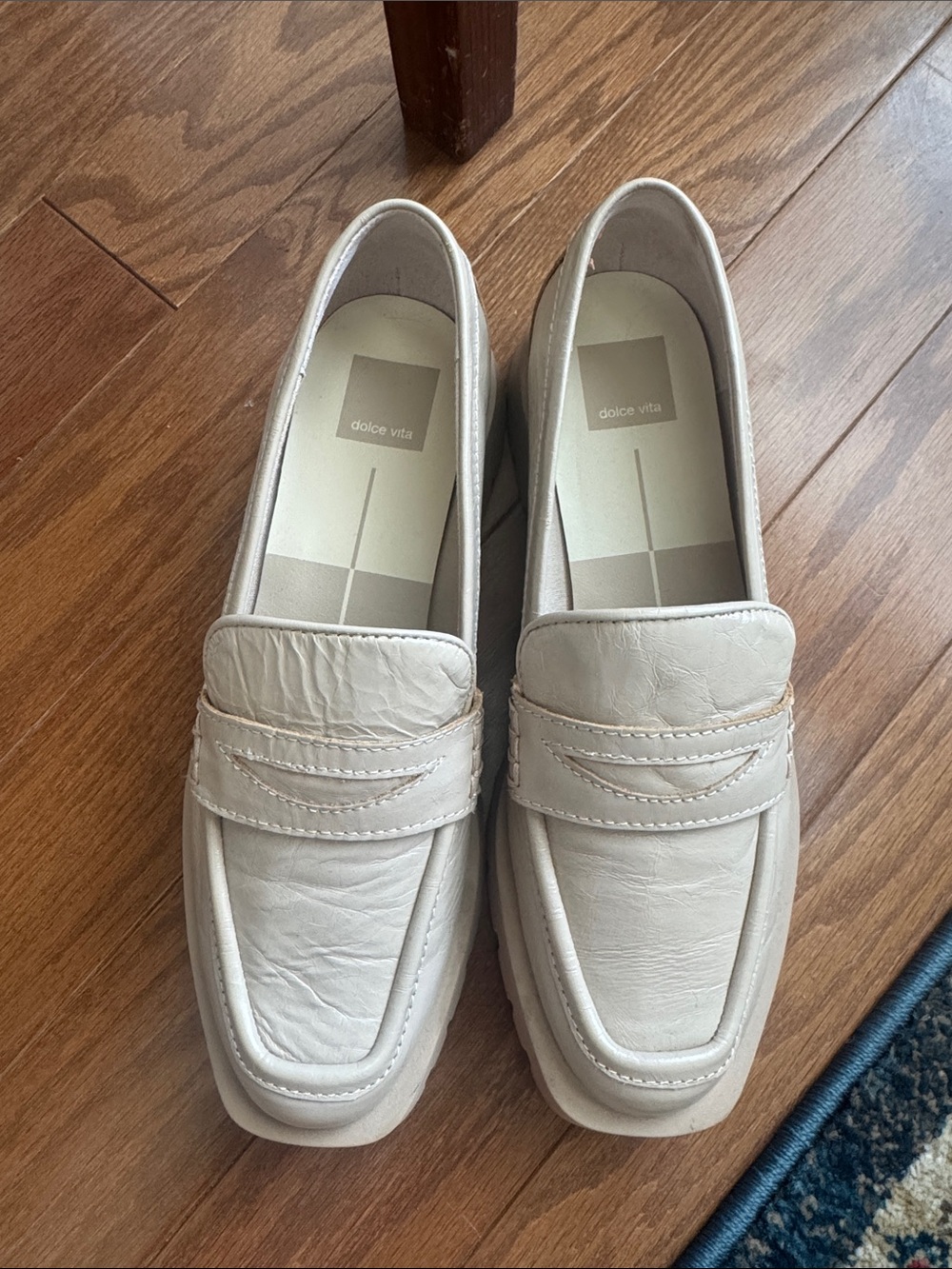 Dolce Vita Cream Leather Lug Sole Penny Loafers